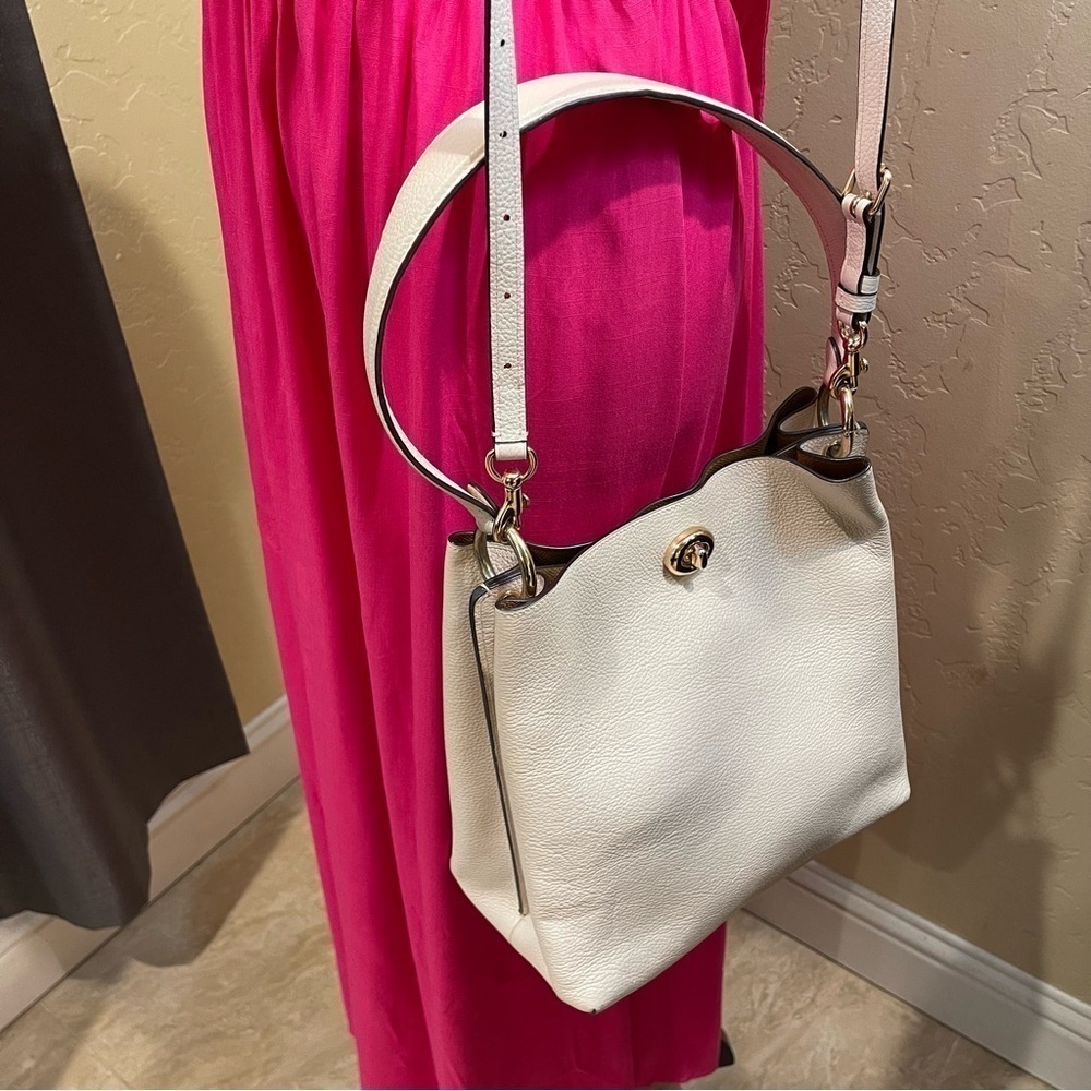 Coach Charlie Bucket 55200
Polished Pebble Leather Chalk/ Gold Crossbody - Picture 4 of 12